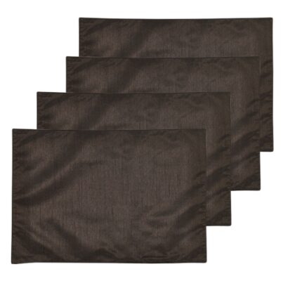Espresso Faux Silk Placemat Set 13inch by 19inch