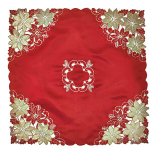 Poinsettia With Cutwork Topper 36"SQ