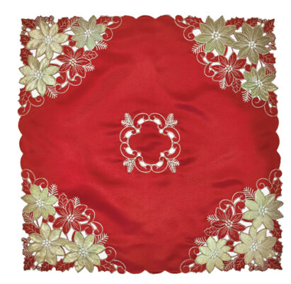 Poinsettia With Cutwork Topper 36"SQ
