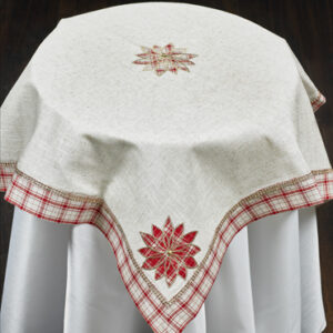 Gold Jewel Plaid Poinsettia 36"sq. Topper