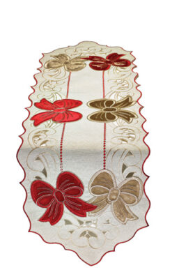 Red-Gold Bow Cutwork Runner