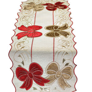 Red-Gold Bow Cutwork Runner