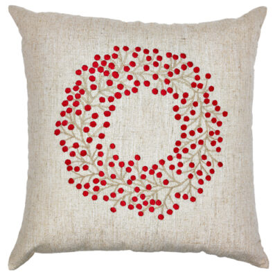 Red Berry Wreath Glitter Cushion