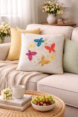 Spring Butterflies Cushion 18"x18" SQ