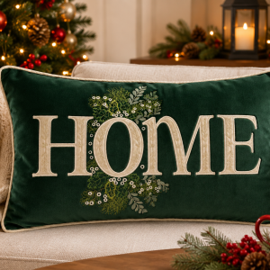 Alternative view of Holiday Home Velvet Cushion – 14" x 20"