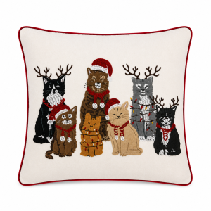 Holiday Whiskers Velvet Cushion 18" Square