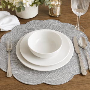 Alternative view of Silver Swirl Placemat 16"