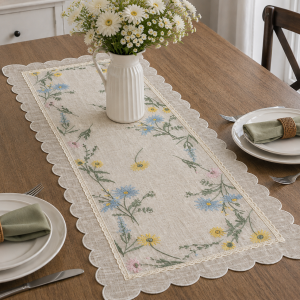 Alternative view of Pastel Bloom Scalloped Table Runner 14X36"