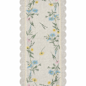 Pastel Bloom Scalloped Table Runner 14X36"