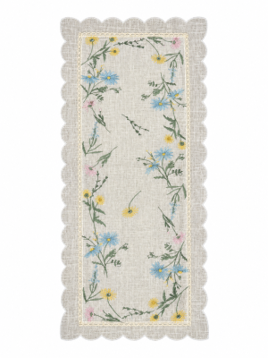 Pastel Bloom Scalloped Table Runner 14X36"