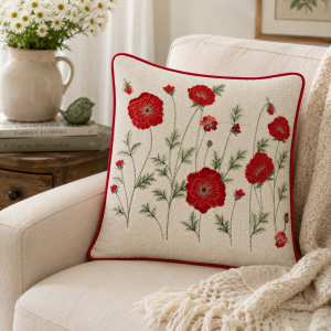 Alternative view of Poppy Garden Cushion 18" Square